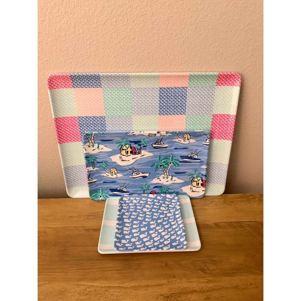 VINEYARD VINES For Target Melamine Tray Set of 4 ~ BPA-Free